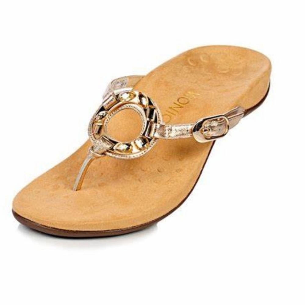 Vionic Ricci Gold Orthotic Sandals Size 9